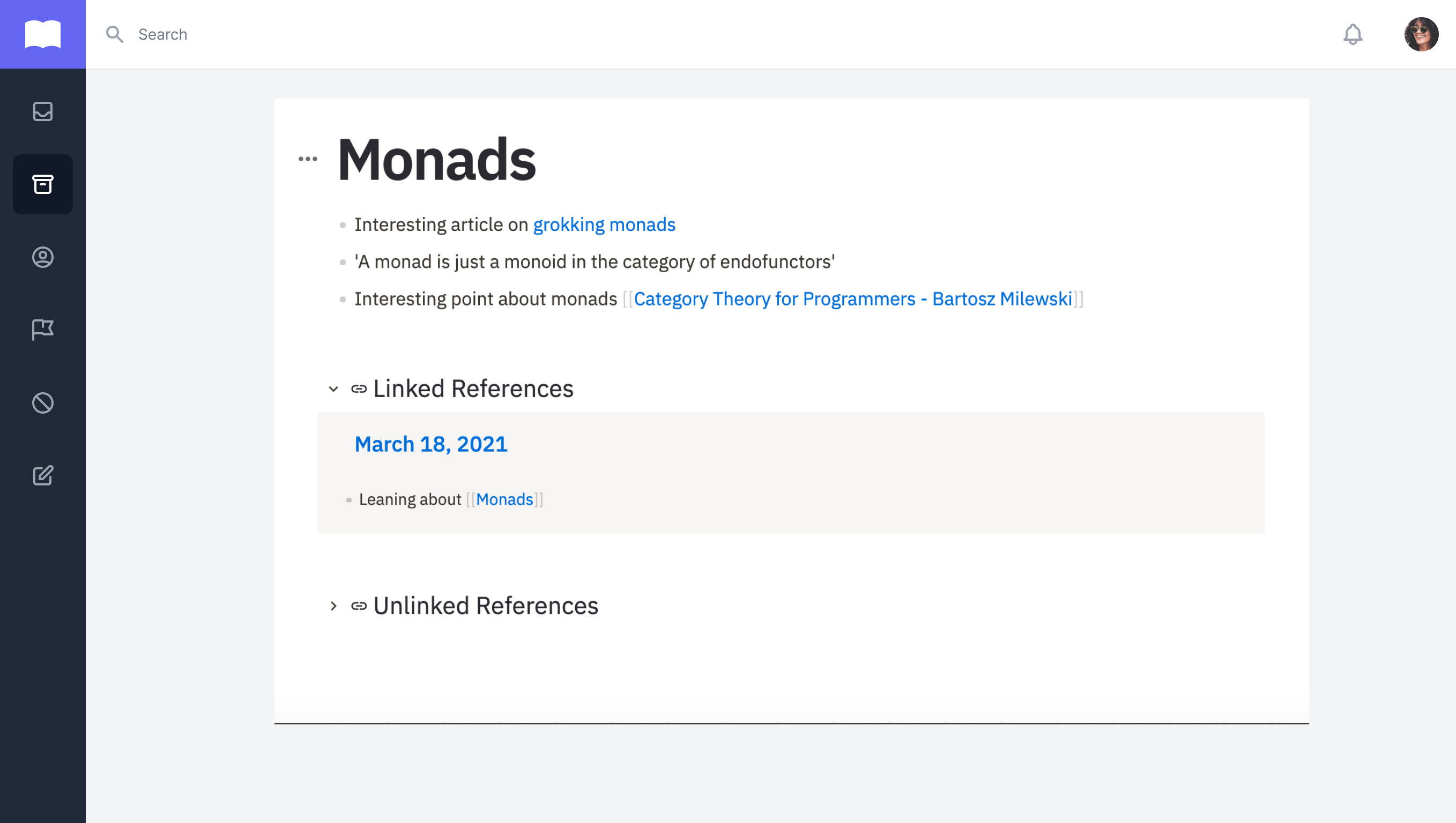 Knowledge page mockup